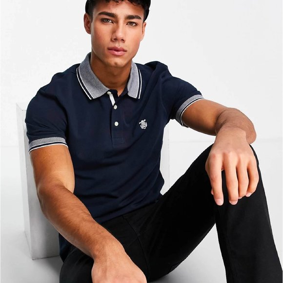 NWT Selected Homme Men's Polo In Navy - Picture 1 of 6
